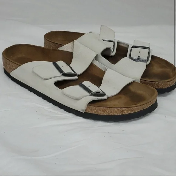 Birkenstock White Double Buckle Sandals - Picture 1 of 6